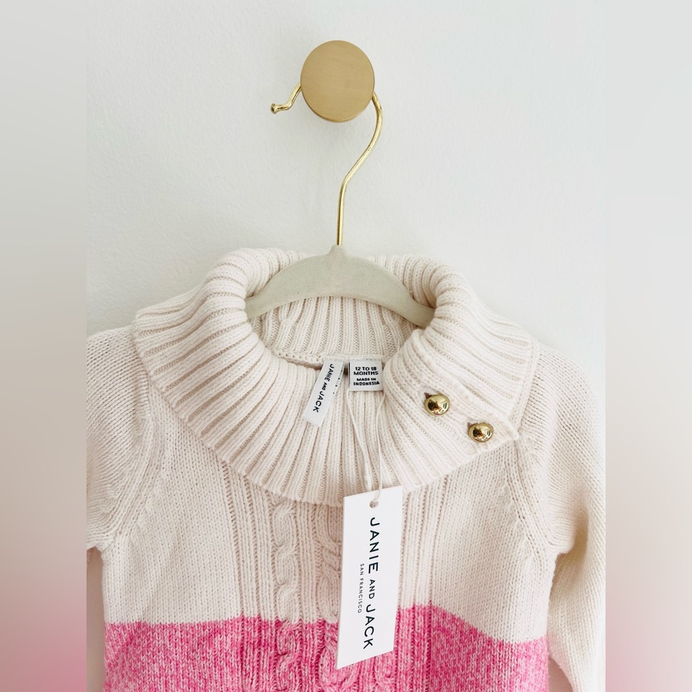 (NWT) Janie and Jack Color Block Sweater Dress / Baby Girl 12 - 18 Months - Picture 4 of 5